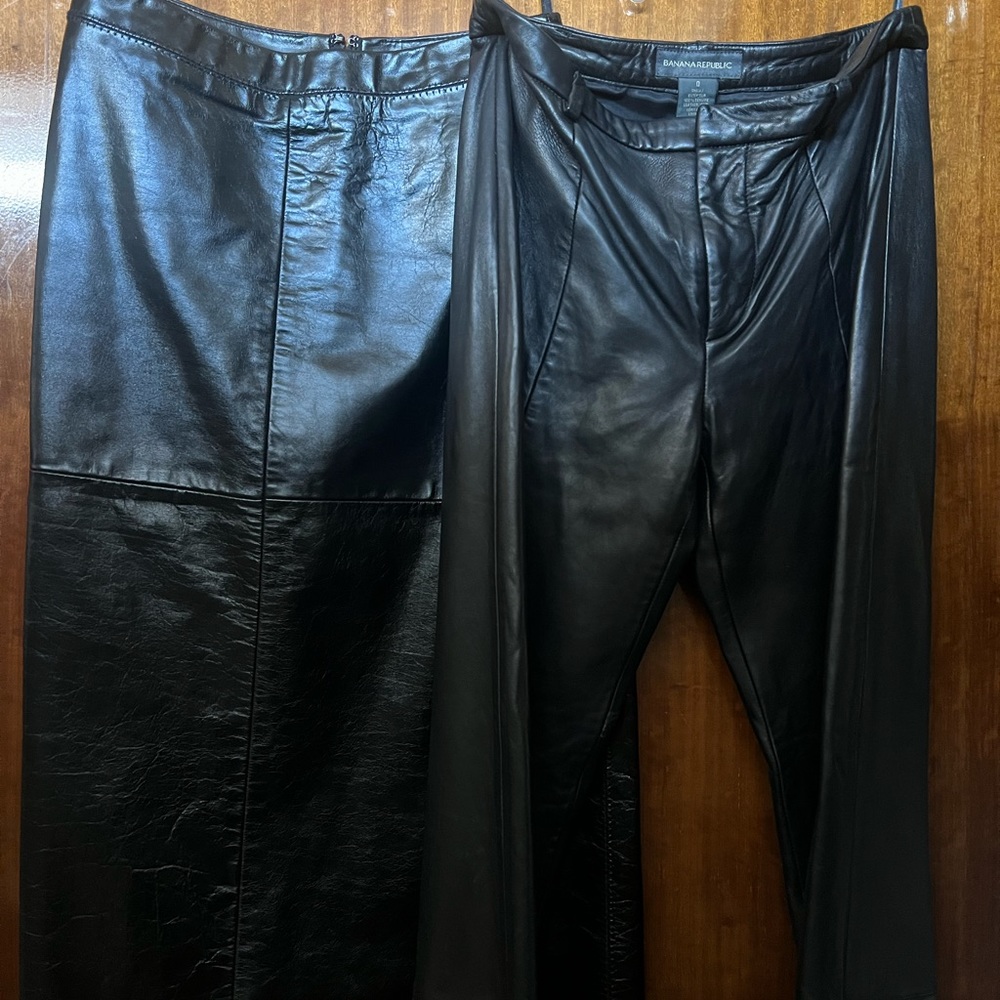 Banana Republic Black Leather Pants Lot of 2 Size 0